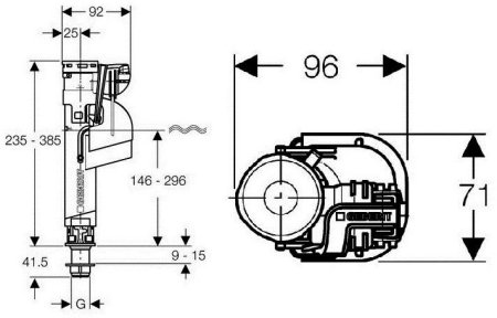 Впускной клапан Geberit ImpulsBasic360 3/8 (подвод воды снизу)