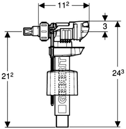 Впускной клапан Geberit ImpulsBasic380 1/2-3/8 (подвод воды сбоку)